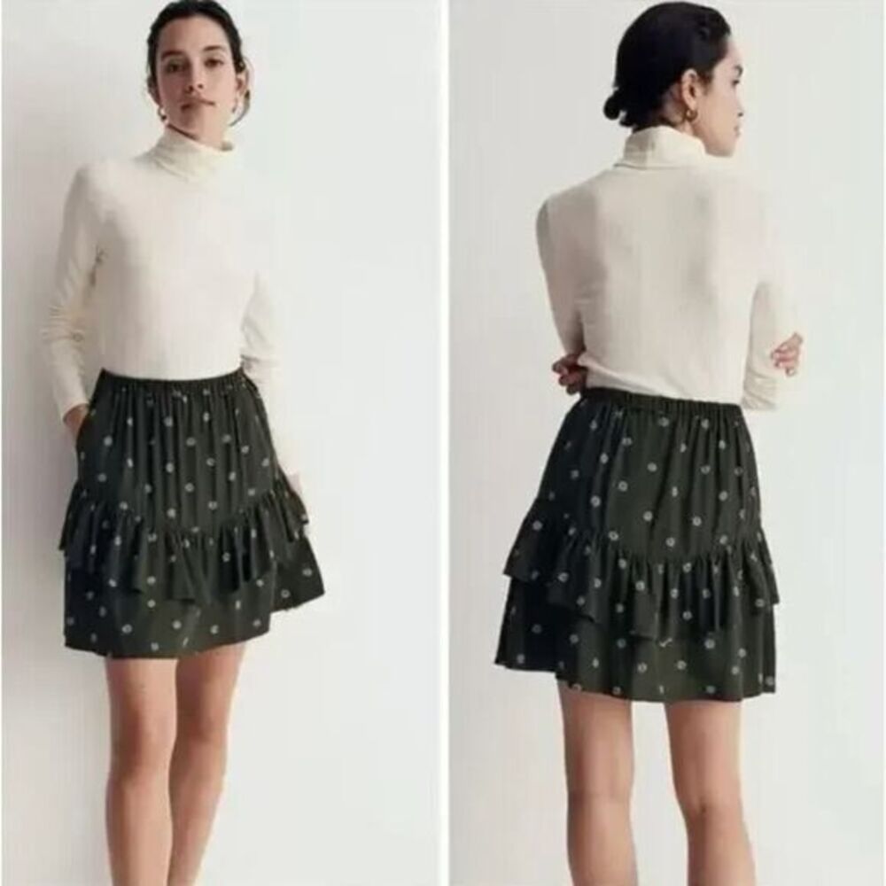 NEW Madewell Pull-On Ruffle Tiered Mini Skirt in‎ Dot Daisies, XS - Picture 2 of 14